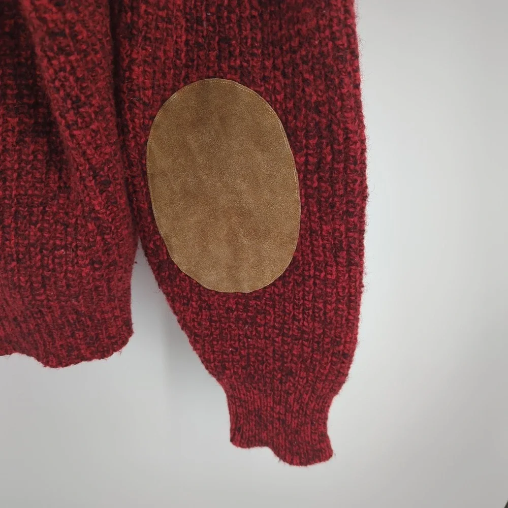 Vintage 90s American Eagle Wool Blend Sweater Men L Red Cable Knit Crew Neck USA